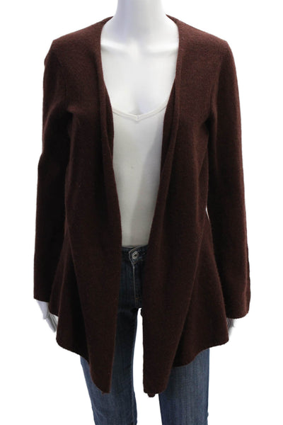 Minnie Rose Women Cashmere Cardigan Brown Long Sleeve Size S