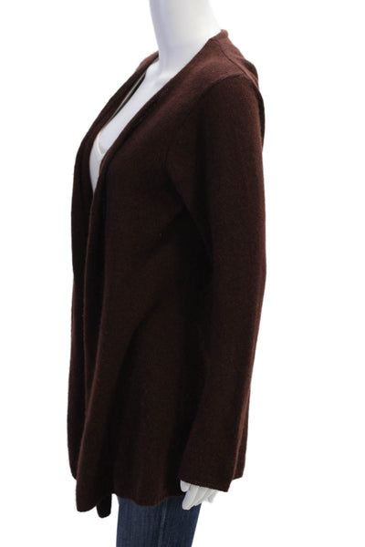 Minnie Rose Women Cashmere Cardigan Brown Long Sleeve Size S