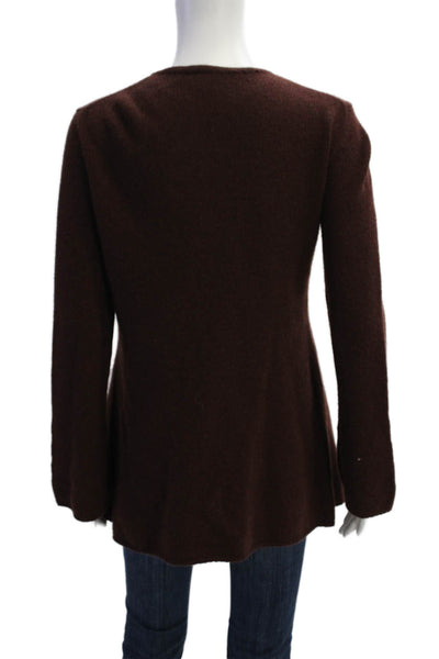 Minnie Rose Women Cashmere Cardigan Brown Long Sleeve Size S