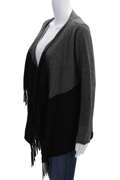 Claudia Nichole Unisex Cardigan 100% Cashmere Black Bohemian Long Sleeve Size S