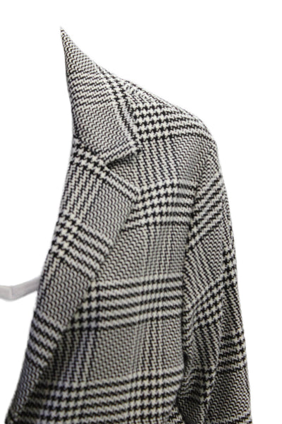 Zara Women Classic Plaid Blazer Black Collared Button Long Sleeve Size S