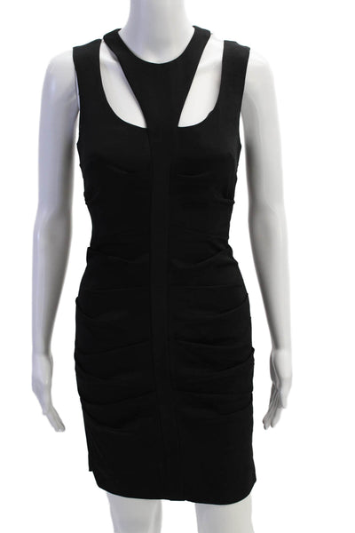 Nicole Miller Women Bodycon Sheath Dress Sleeveless Black Silk Size 2