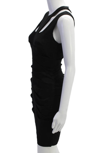 Nicole Miller Women Bodycon Sheath Dress Sleeveless Black Silk Size 2