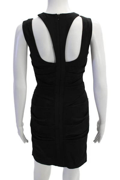 Nicole Miller Women Bodycon Sheath Dress Sleeveless Black Silk Size 2