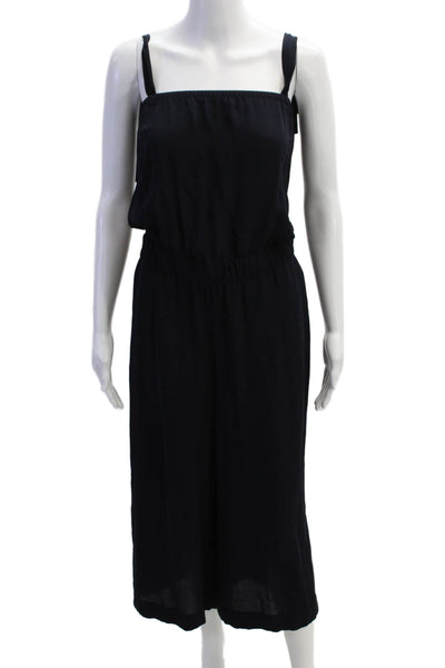 Theory Women Square-Neck Silk Sleeveless Jumpsuit Black Size 2
