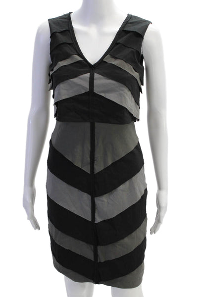 BCBGMAXAZRIA Women Bodycon Sheath Black V-Neck Knee-Length Dress Size 0