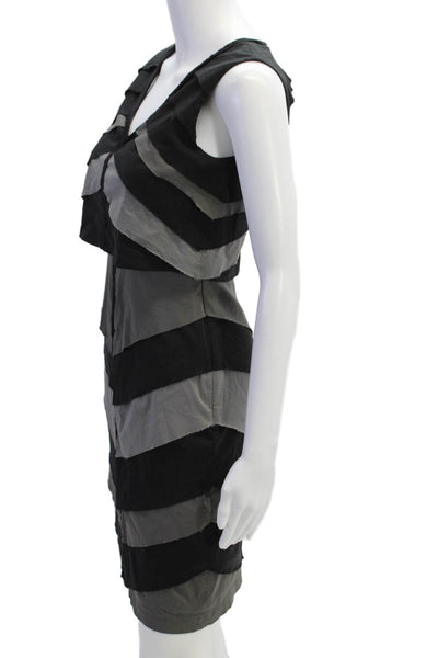 BCBGMAXAZRIA Women Bodycon Sheath Black V-Neck Knee-Length Dress Size 0
