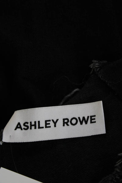 Ashley Rowe Women Cropped T-Shirt Black Cotton Crew Short Sleeve Grunge Size S