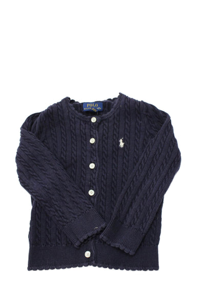 Polo Ralph Lauren Girls Cotton Cable-Knit Cardigan Sweater Blue Size 3
