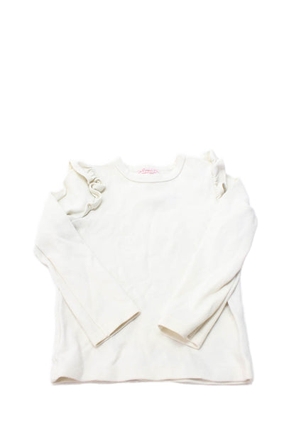 La Coqueta Girls Ruffled Long Sleeve Round Neck T-Shirt White Size 3