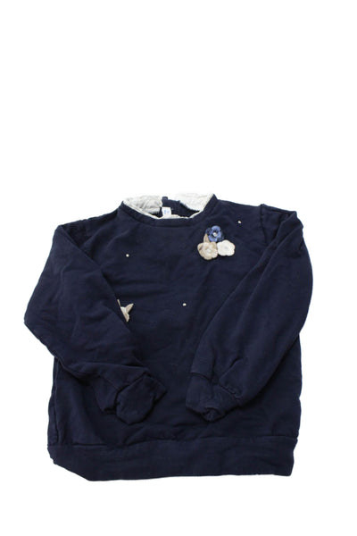 Mayoral Girls Floral Long Sleeve Casual Pullover Sweatshirt Blue Size 3