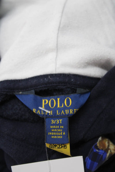 Polo Ralph Lauren Girls Cotton Hooded Long Sleeve Mini Dress Blue Size 3