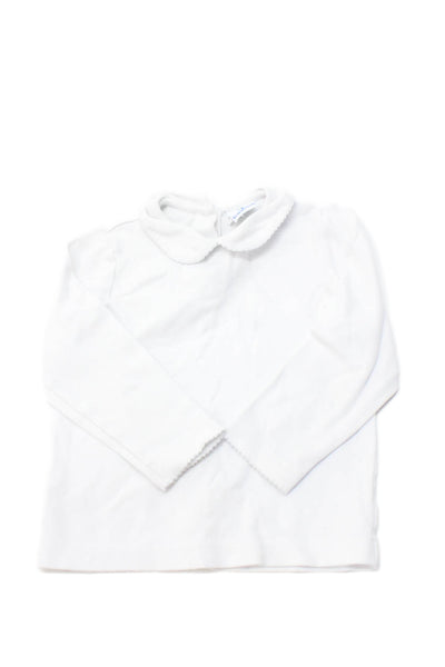 Florence Eiseman Girls Cotton Collared Long Sleeve Polo Shirt White Size 4