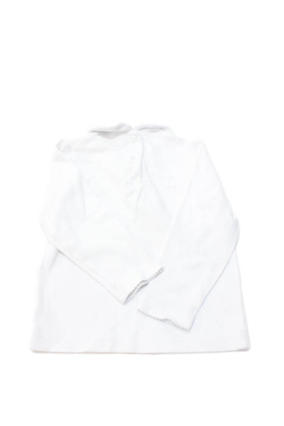 Florence Eiseman Girls Cotton Collared Long Sleeve Polo Shirt White Size 4