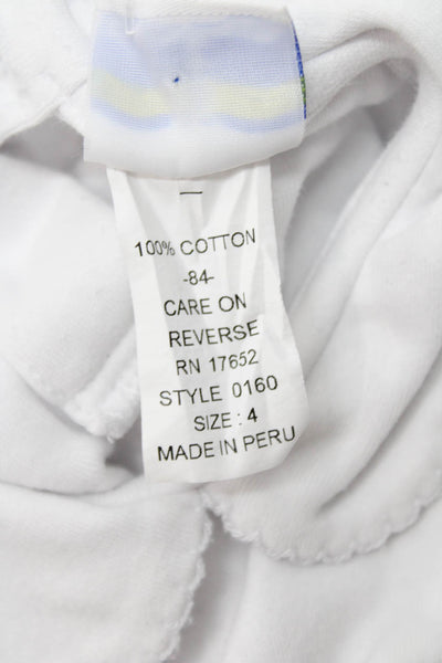 Florence Eiseman Girls Cotton Collared Long Sleeve Polo Shirt White Size 4