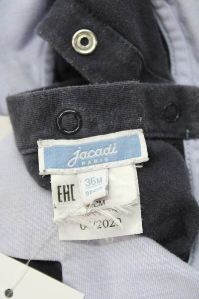 Jacadi Girls Cotton Scalloped Collared Long Sleeve Blouse Blue Size 3