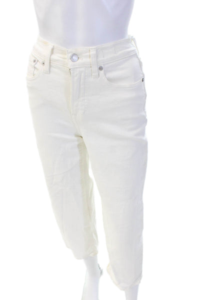 Madewell Women White Cropped Ankle Jeans Button Fly Mid-Rise Size 24P