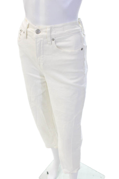 Madewell Women White Cropped Ankle Jeans Button Fly Mid-Rise Size 24P