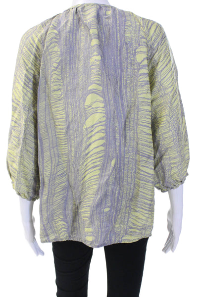Raquel Allegra Womens Tunic Gray 3/4 Sleeve Round Neck Silk-Rayon Size 2