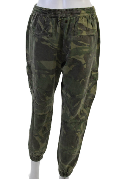 Pam & Gela Unisex Green Camo Cargo Jogger Pants Drawstring 100% Lyocell Size S
