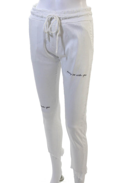 Venti 6 Womens Jogger Sweatpants White Drawstring Lyocell Size S