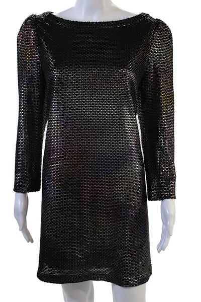Free People Womens Shift Dress Black 3/4 Sleeve Round Neck Size M
