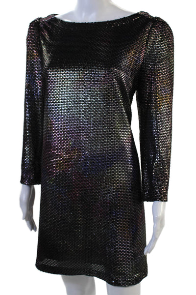 Free People Womens Shift Dress Black 3/4 Sleeve Round Neck Size M