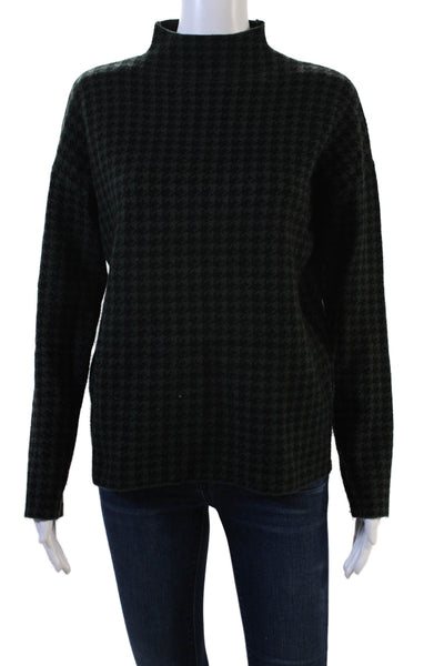 Tahari Unisex Dark Gray Check Mock Neck Pullover Sweater Long Sleeve Size M