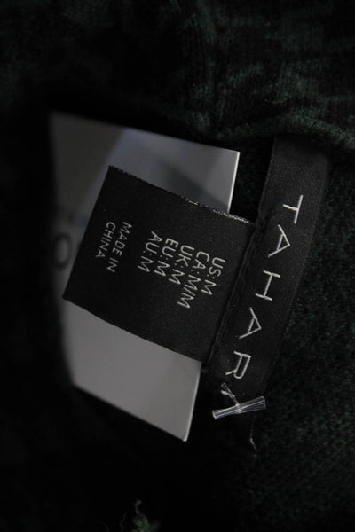Tahari Unisex Dark Gray Check Mock Neck Pullover Sweater Long Sleeve Size M
