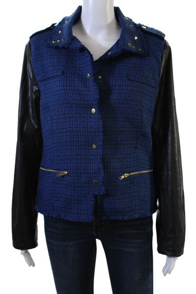 Romeo + Juliet Couture Women Black Check Varsity Jacket Size L