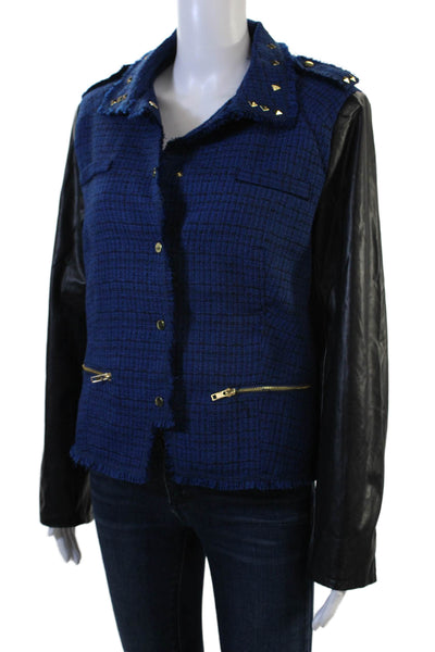 Romeo + Juliet Couture Women Black Check Varsity Jacket Size L
