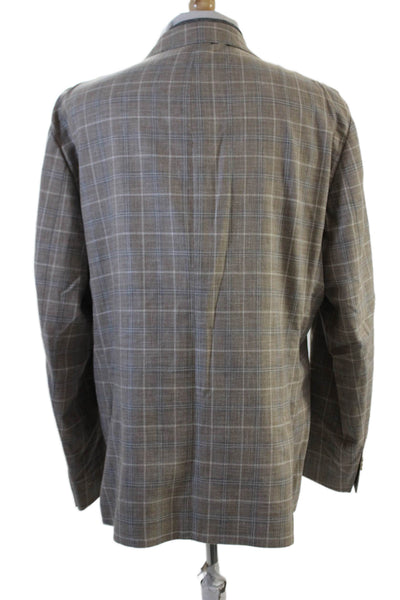 Michael Kors Mens Beige Plaid Sport Coat 79% Cotton 21% Polyester Size 50