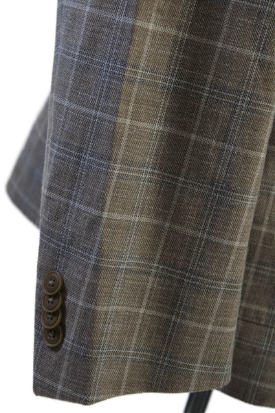 Michael Kors Mens Beige Plaid Sport Coat 79% Cotton 21% Polyester Size 50