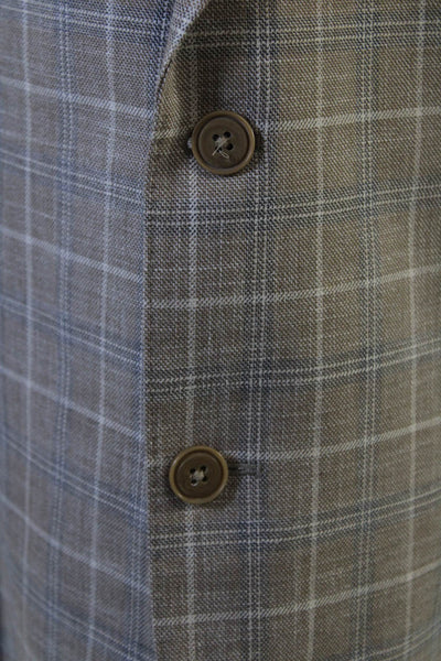 Michael Kors Mens Beige Plaid Sport Coat 79% Cotton 21% Polyester Size 50