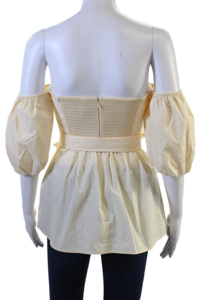 Designer Women Bohemian Beige Cotton-Blend Tie-Front Long Sleeve Blouse Size S