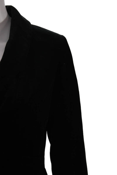 J Crew Women Black Cotton Blazer Collared Button Long Sleeve Size 2