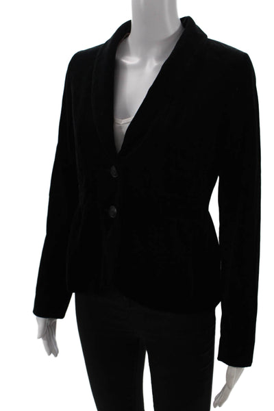 J Crew Women Black Cotton Blazer Collared Button Long Sleeve Size 2