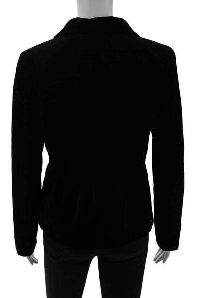 J Crew Women Black Cotton Blazer Collared Button Long Sleeve Size 2