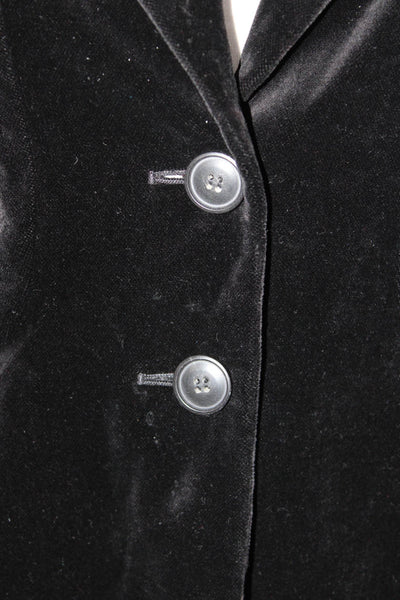 J Crew Women Black Cotton Blazer Collared Button Long Sleeve Size 2