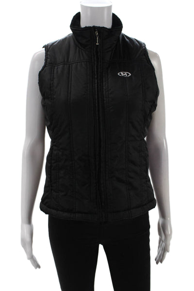 Marker Women Puffer Quilted Jacket Black Zip High Neck Sleeveless Size S