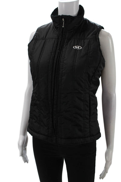 Marker Women Puffer Quilted Jacket Black Zip High Neck Sleeveless Size S