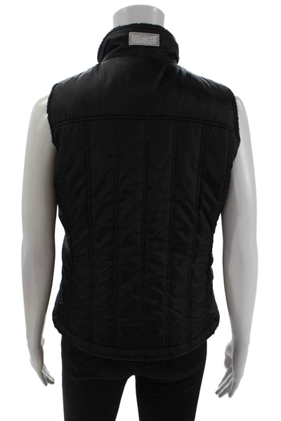 Marker Women Puffer Quilted Jacket Black Zip High Neck Sleeveless Size S