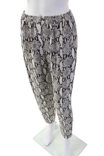 A.L.C., Womens Cropped Ankle Animal Print Pants Black Size 0