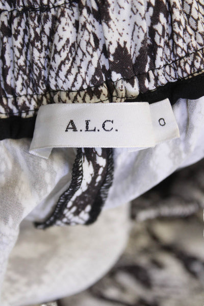 A.L.C., Womens Cropped Ankle Animal Print Pants Black Size 0