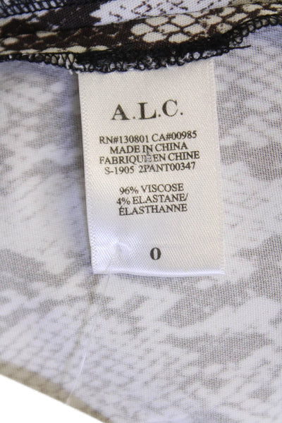 A.L.C., Womens Cropped Ankle Animal Print Pants Black Size 0