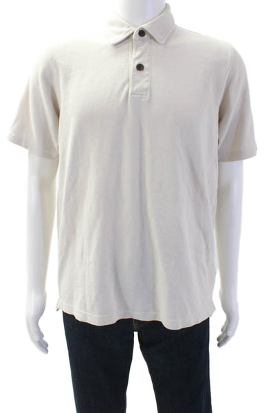 Filson Mends Short Sleeves Crew Neck Polo Shirt White Cotton Size Medium