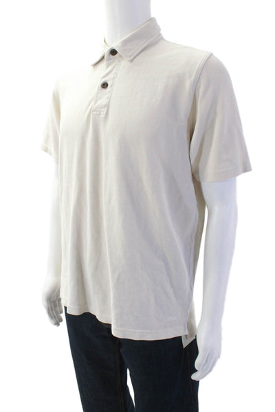 Filson Mends Short Sleeves Crew Neck Polo Shirt White Cotton Size Medium