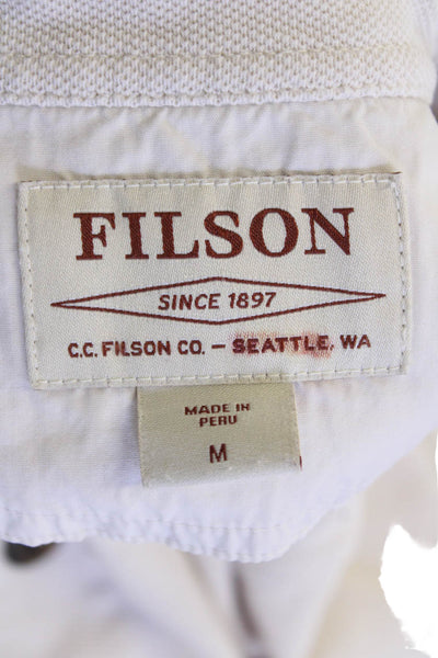 Filson Mends Short Sleeves Crew Neck Polo Shirt White Cotton Size Medium
