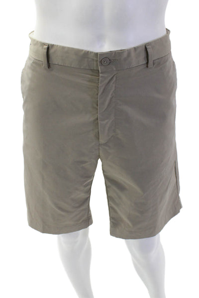 Greg Norman Men Chino Shorts Beige Button Polyester Solid Size 36