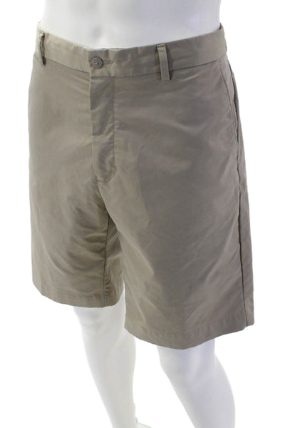 Greg Norman Men Chino Shorts Beige Button Polyester Solid Size 36